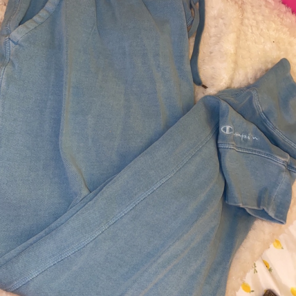 light blue Champion sweat pants